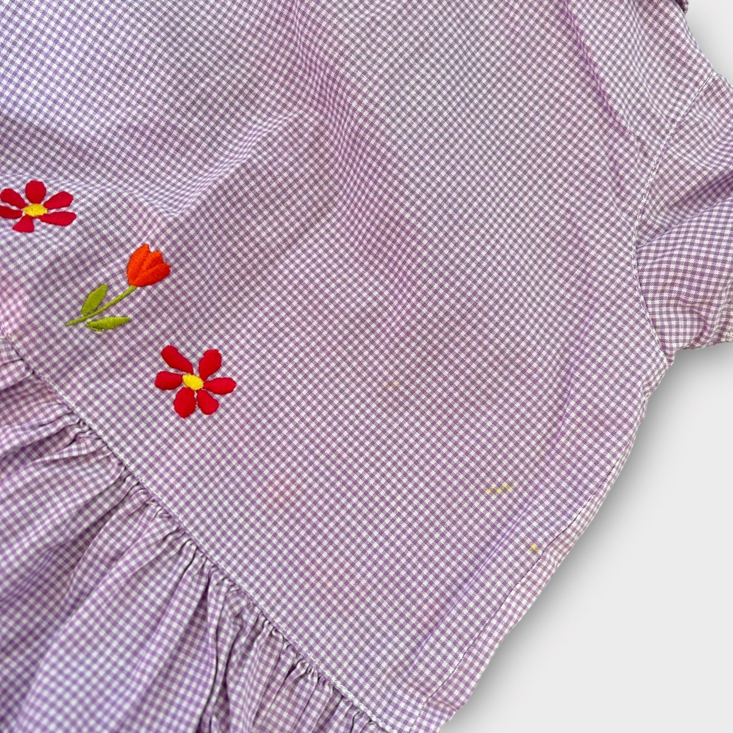 12-18 Months Vintage Next Lilac Gingham Floral Shirt Dress