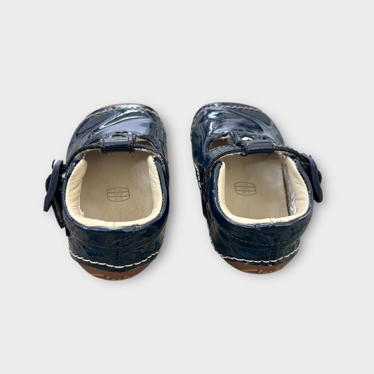 UK Infant Size 2.5H Clarks Navy Blue Patient Leather Mary Jane Shoes T-bar, First Walkers