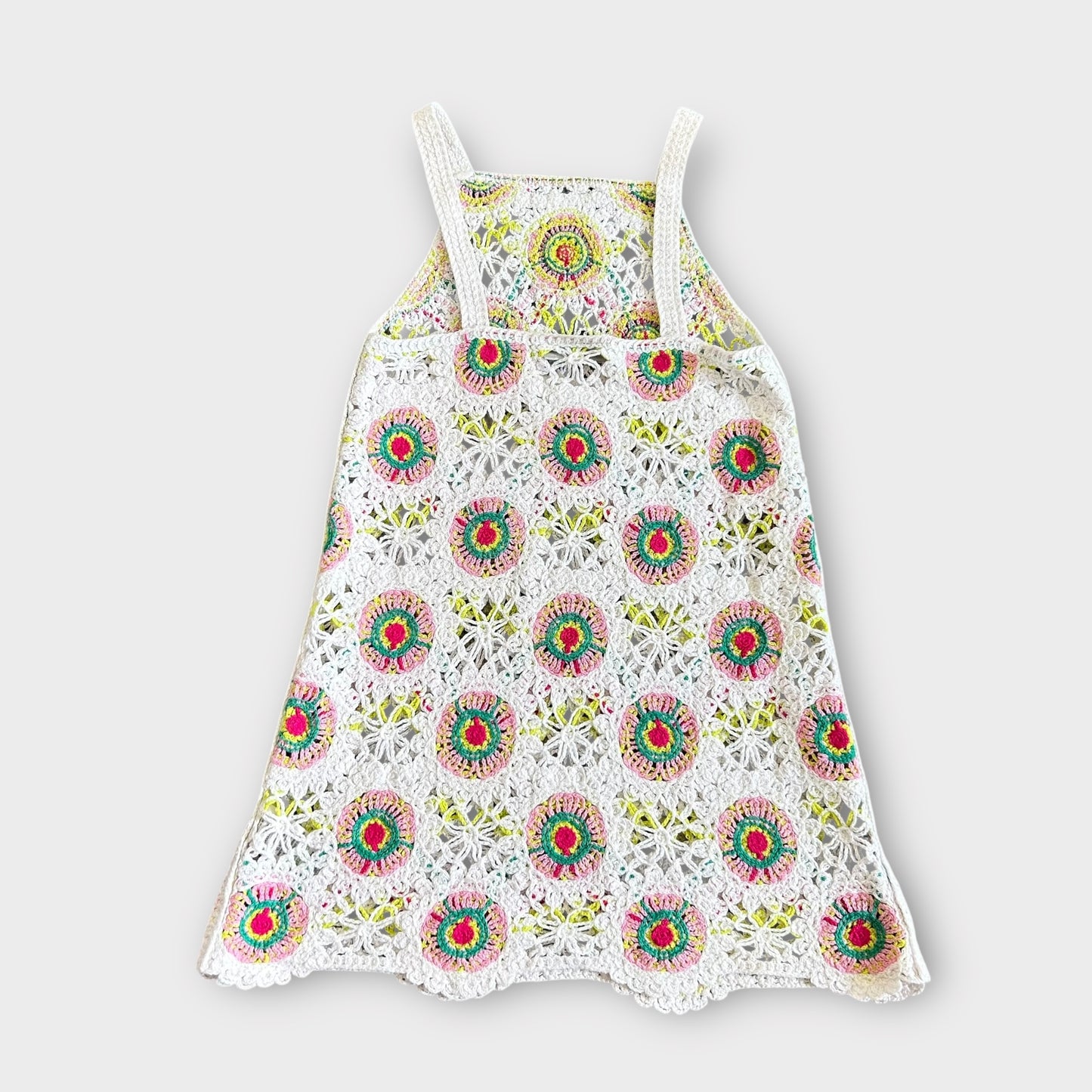 3-4 Years Matalan White and Pink Crochet Knitted Summer Dress