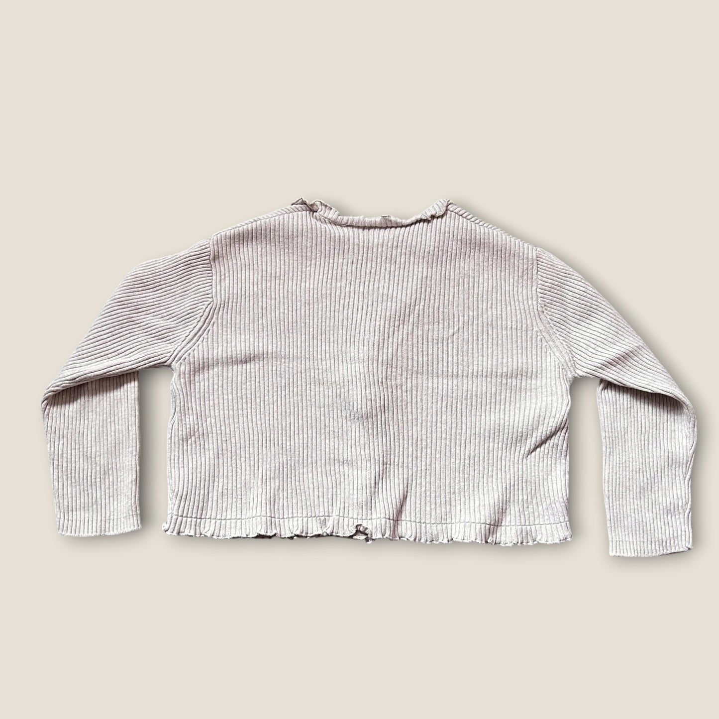 4-5 Years Zara Beige Ribbed Button up Long Sleeve Top
