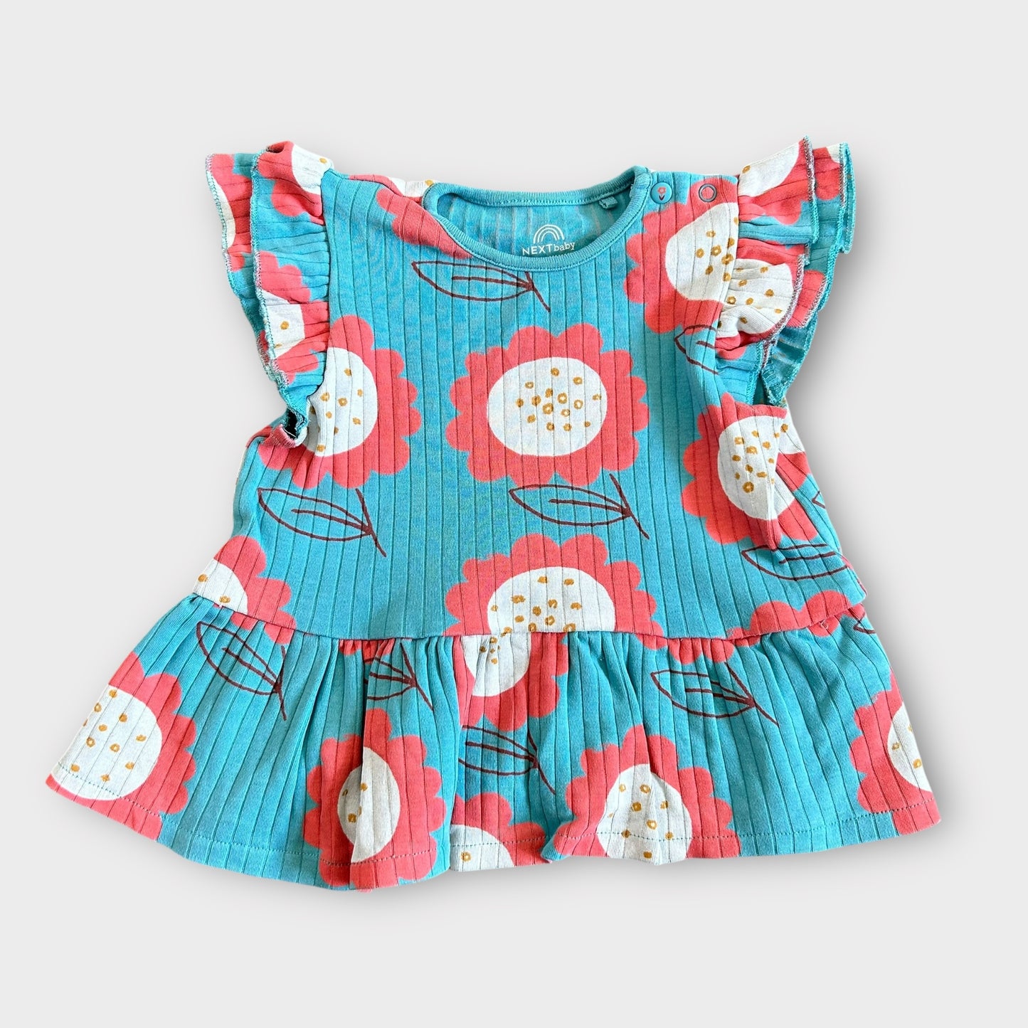 3-6 Months Next Blue and Red Floral Cotton Summer Co ord set