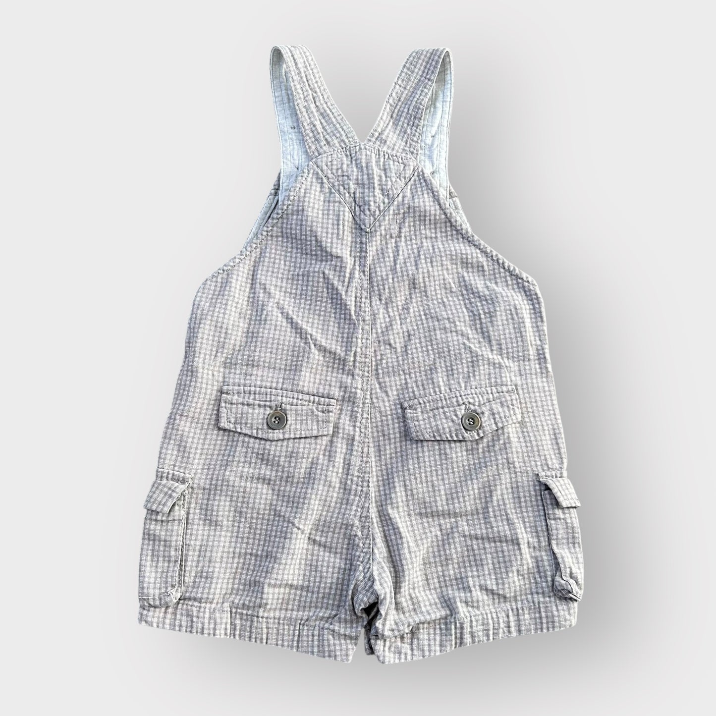 18-24 Months Vintage Zara grey gingham check dungaree shorts romper suit