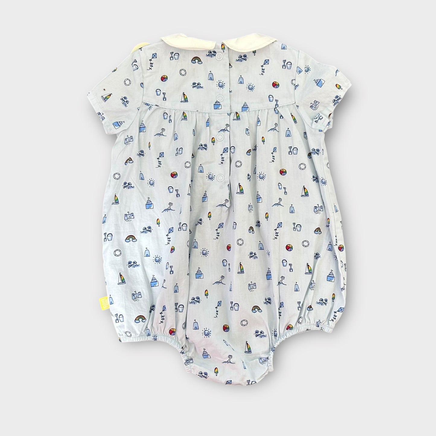 6-9 Months Little Bird X Mothercare Blue Beach Seaside Print Bubble Romper Suit New
