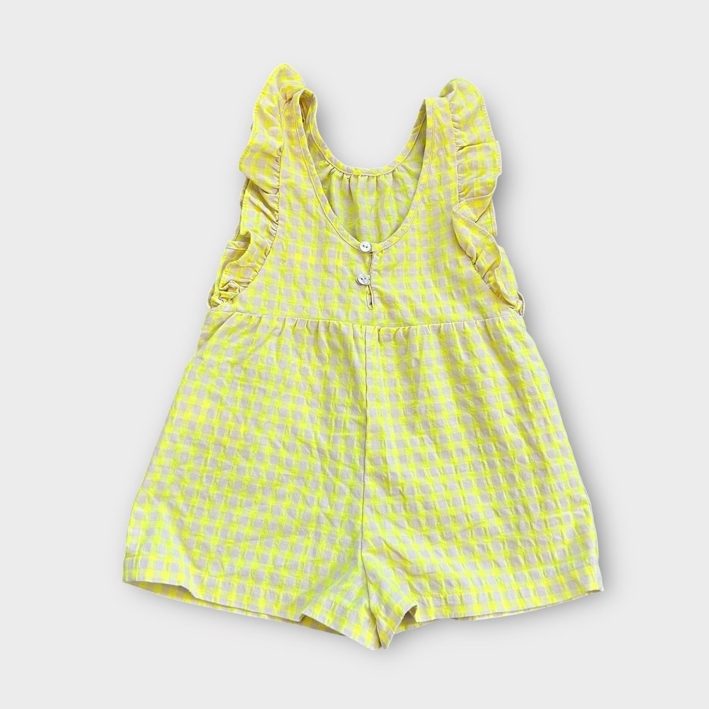 2-3 Years Zara Bright Yellow and Beige Gingham Summer Playsuit Romper