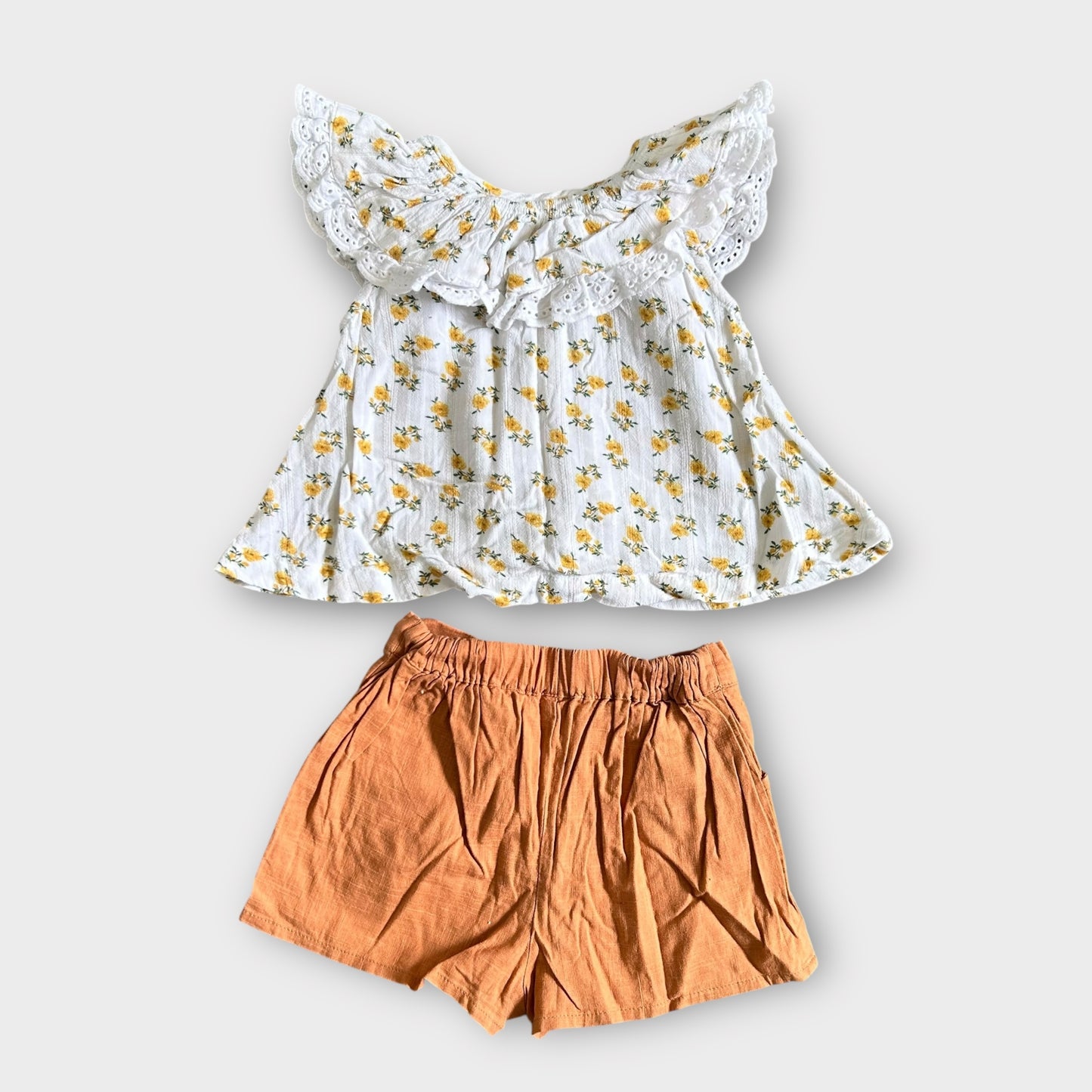 6-9 Months Next Yellow Floral Top and Shorts Outfit Set