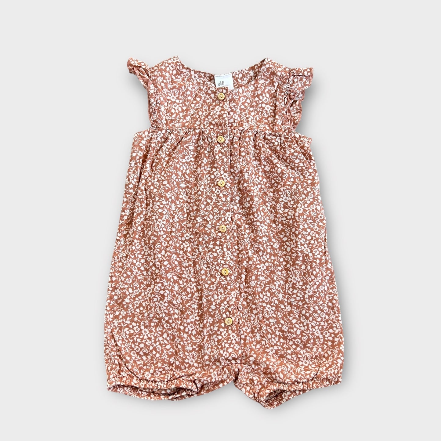 6-9 Months H&M Brown Floral Summer Romper Suit