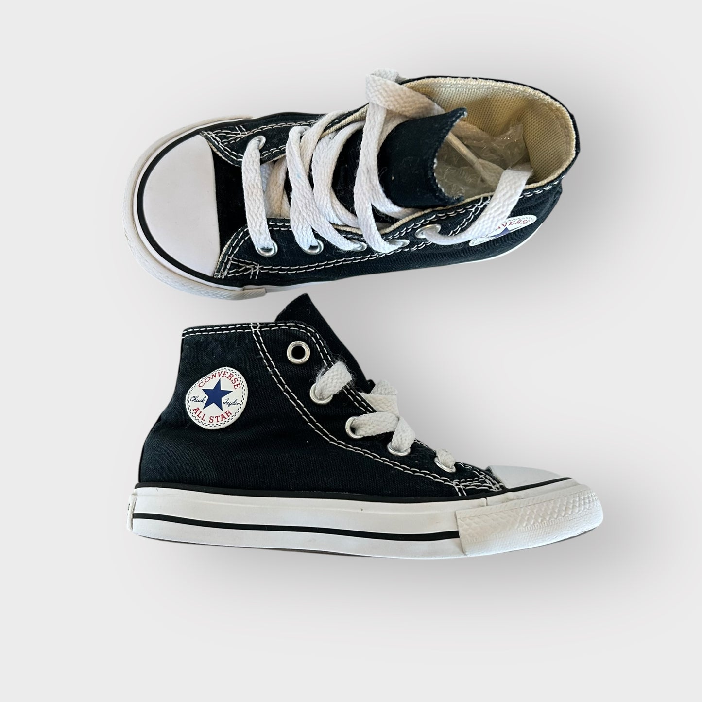 UK Infant 8 EU 24 Black Converse High Top Trainers