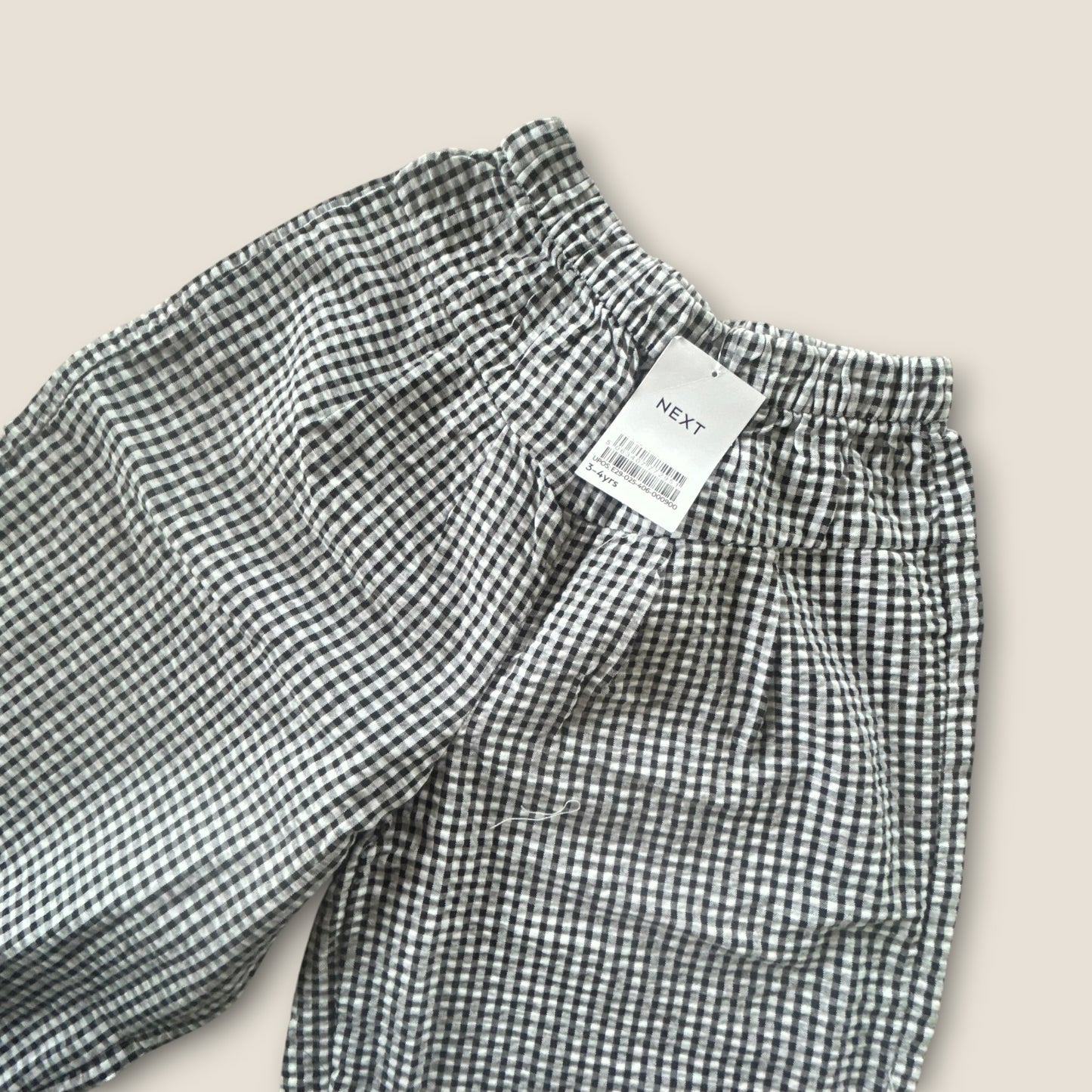 3-4 Years Next Black and White Gingham Checkered Wide Fit Trousers New