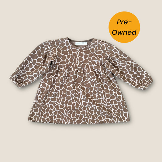 2-3 Years Zara Brown Giraffe Printed Woven Jersey Dress