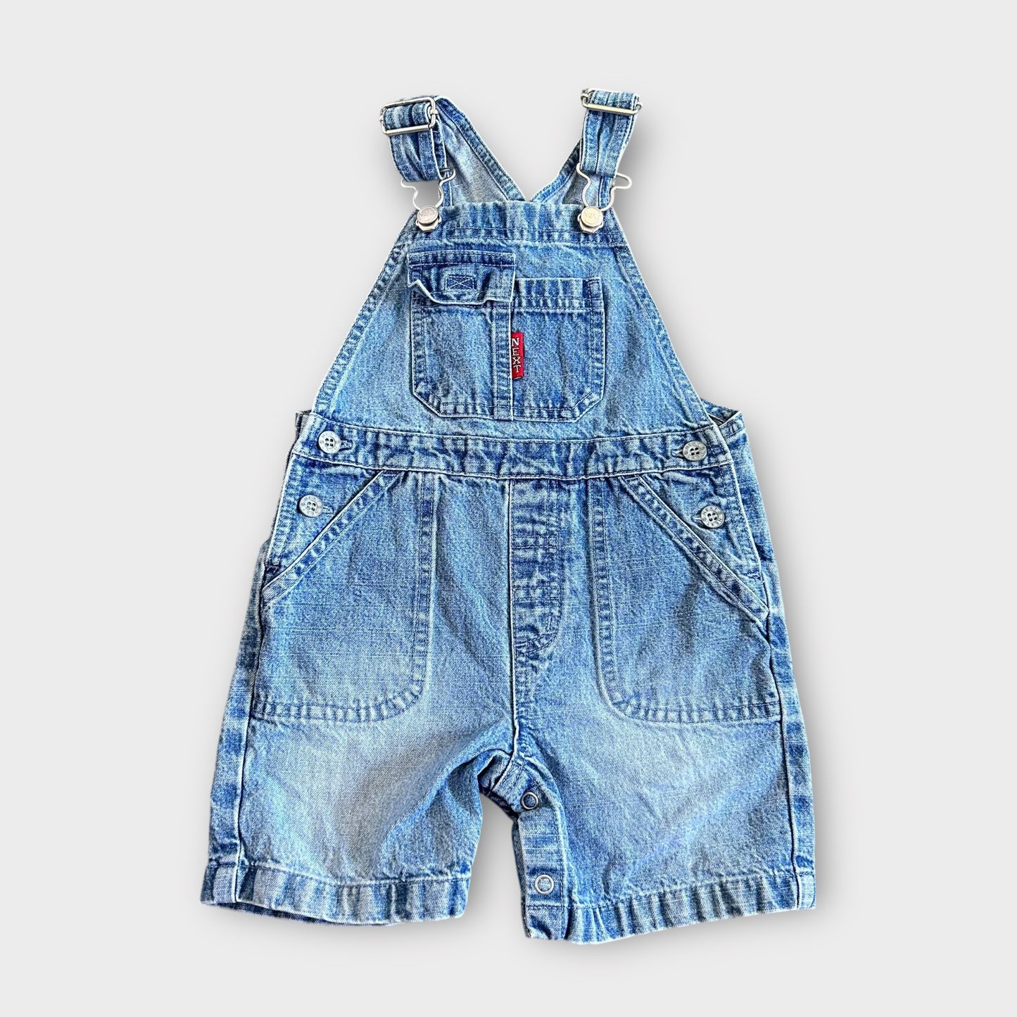 9-12 Months Next Vintage Blue Denim Dungarees Shortalls Romper