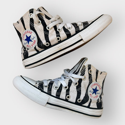 UK 11 Kids Converse Zebra Print High Tops Trainers