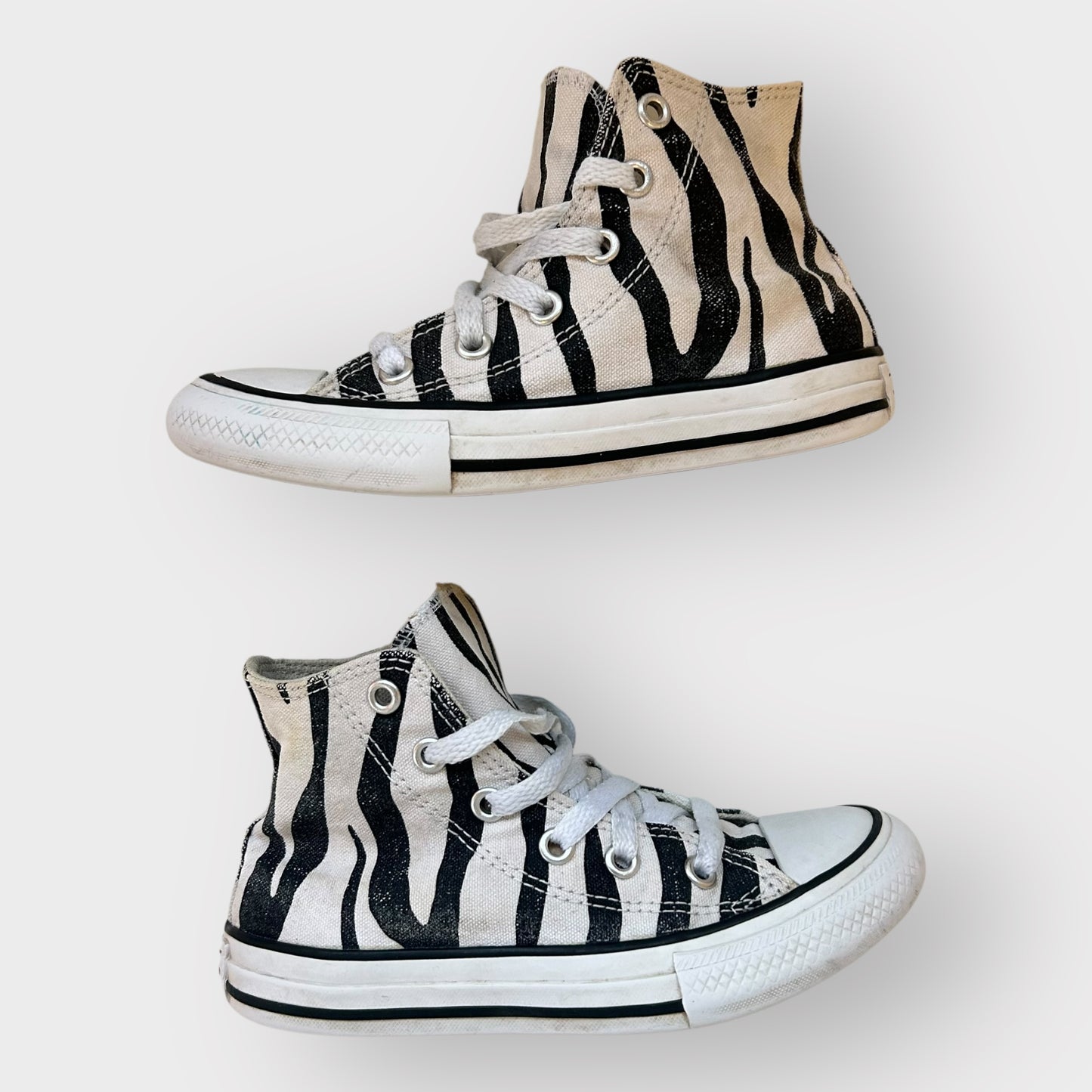 UK 11 Kids Converse Zebra Print High Tops Trainers