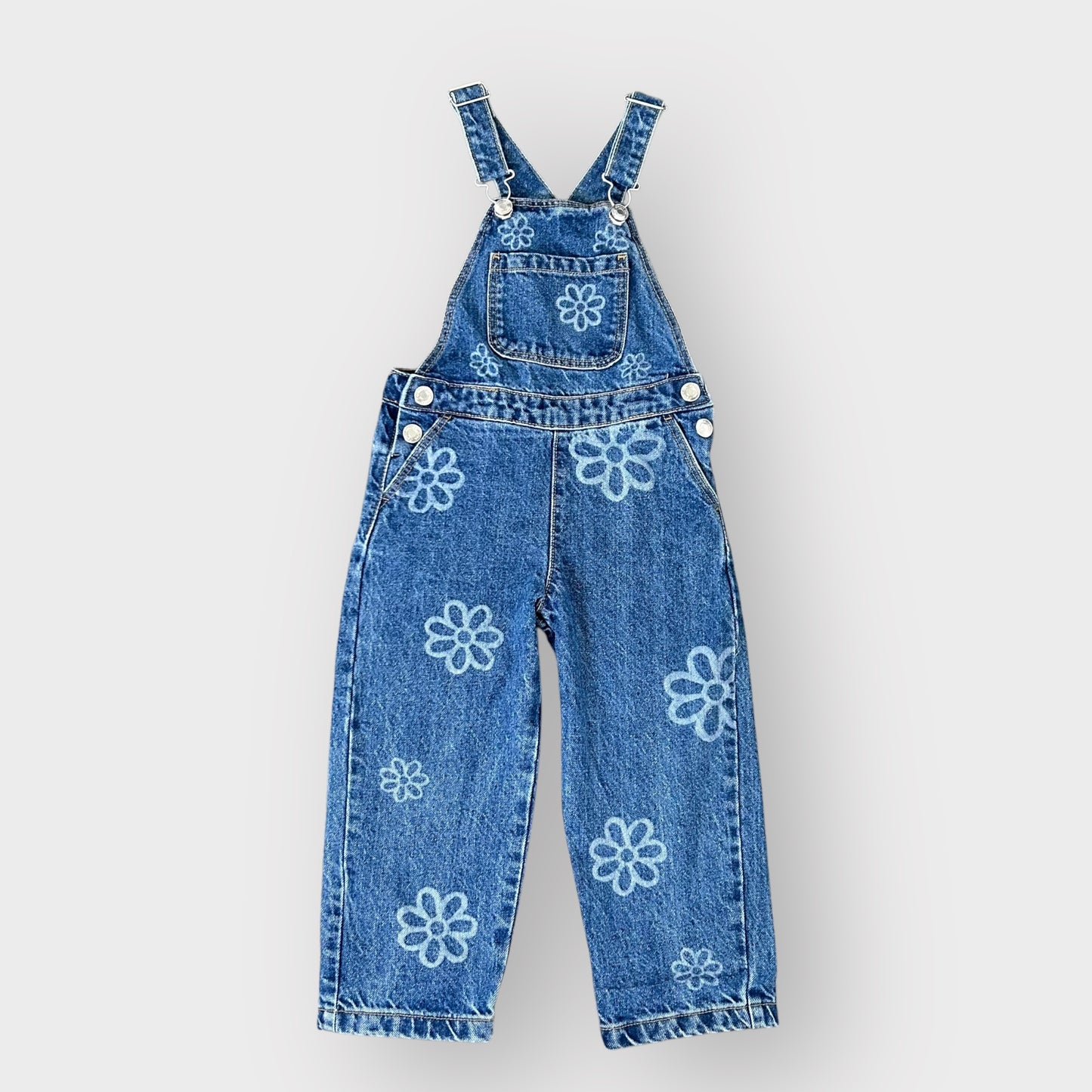 3-4 Years Primark Blue Floral Denim Dungarees