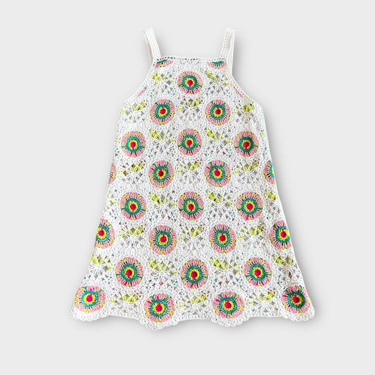 3-4 Years Matalan White and Pink Crochet Knitted Summer Dress