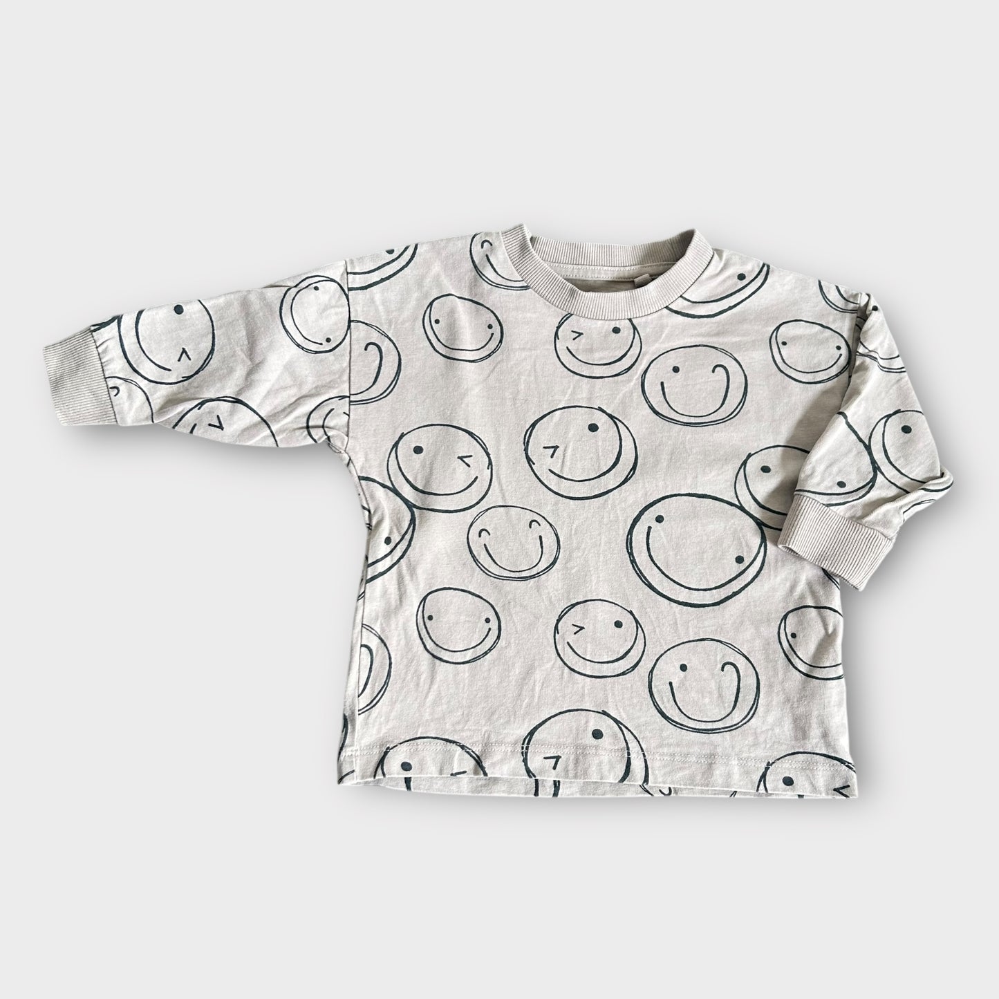 12-18 Months Next Light Brown Smiley Face Long Sleeved Jersey Top