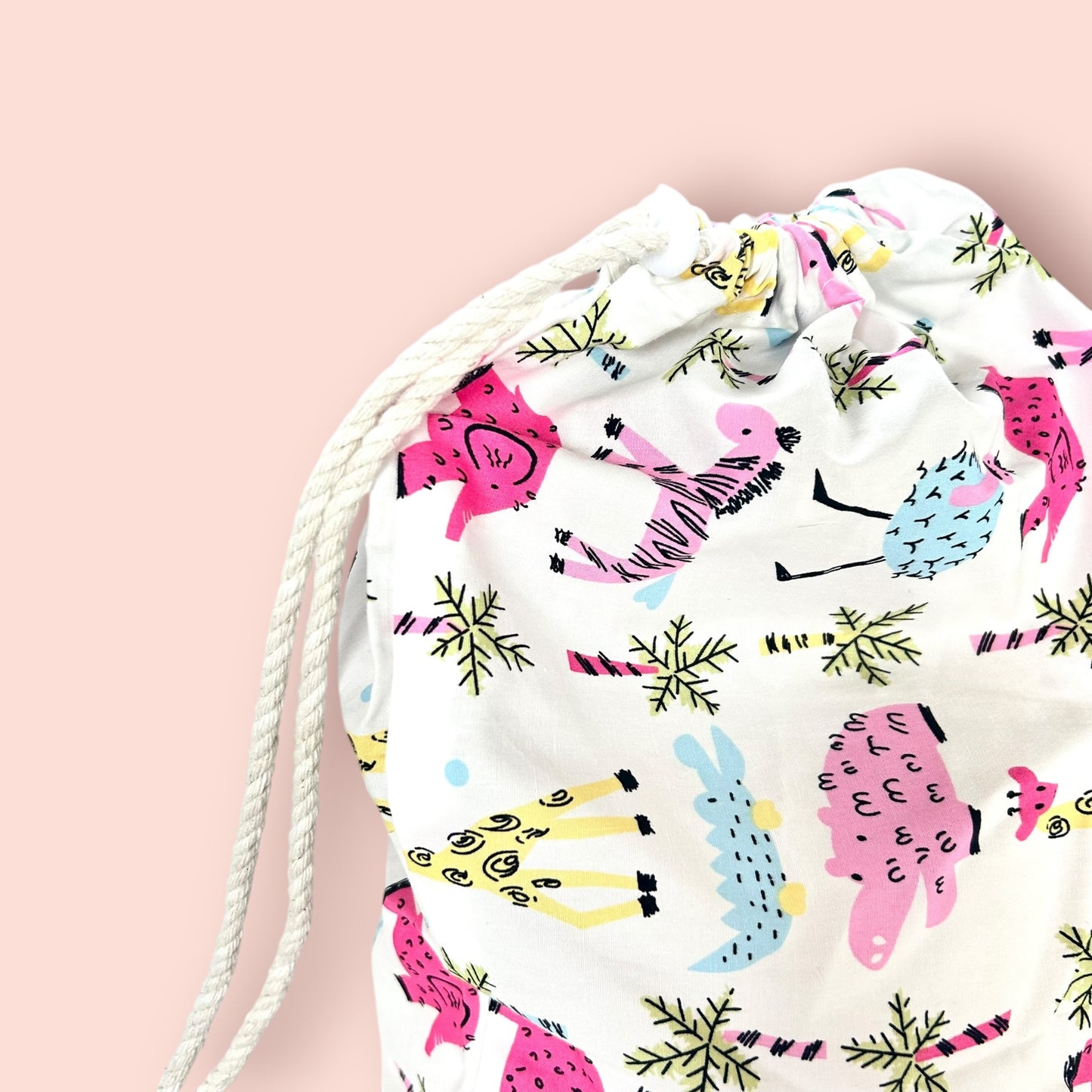 Animals at the Zoo Drawstring Childrens Bag Handmade