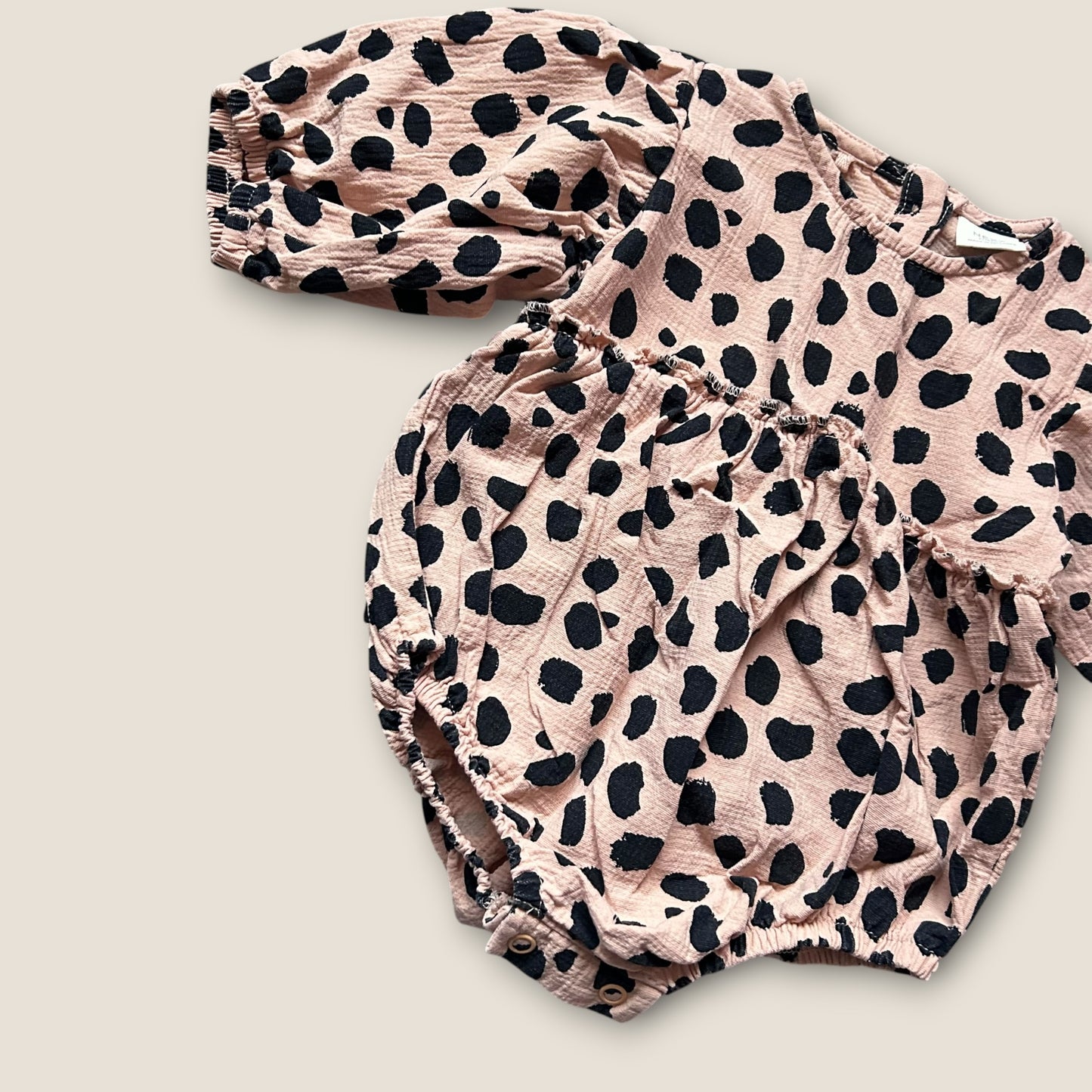 0-3 Months Next Brown Beige Polka Dot Romper Suit