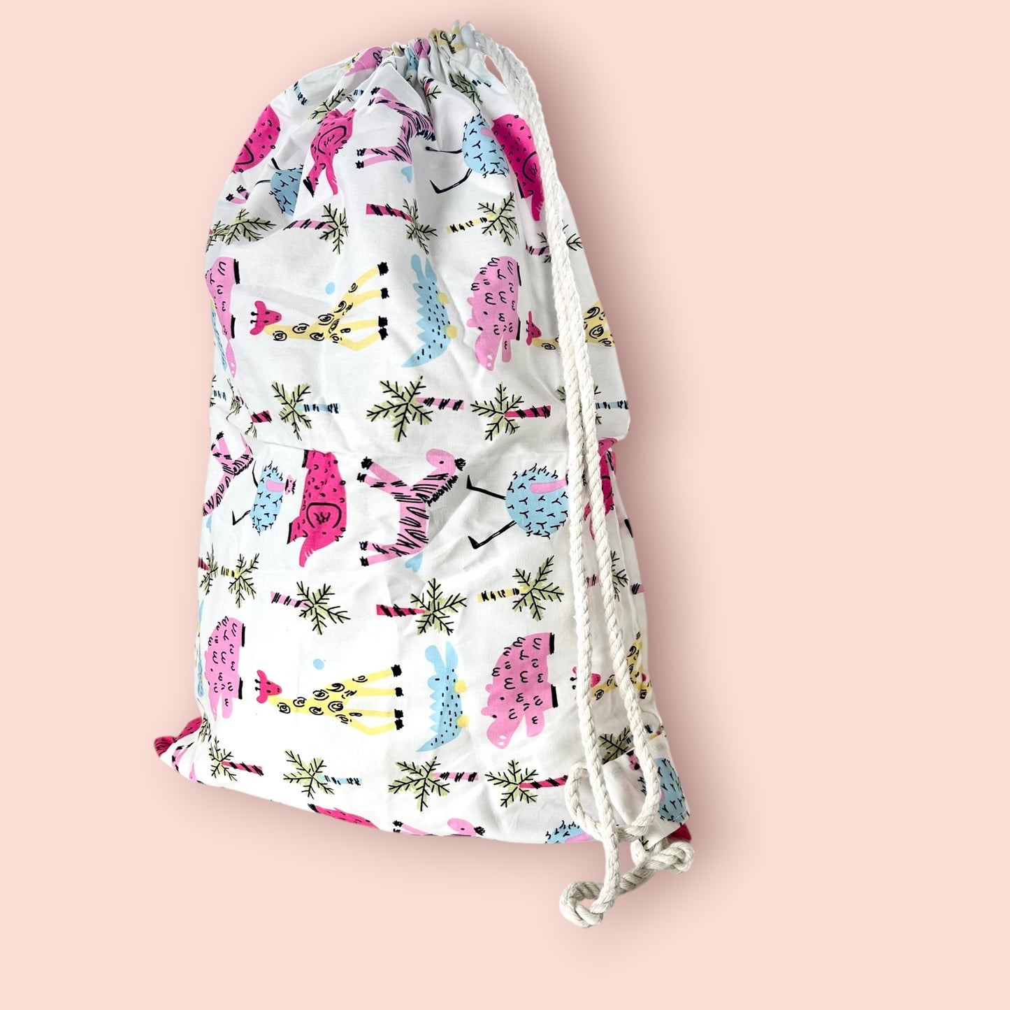 Animals at the Zoo Drawstring Childrens Bag Handmade