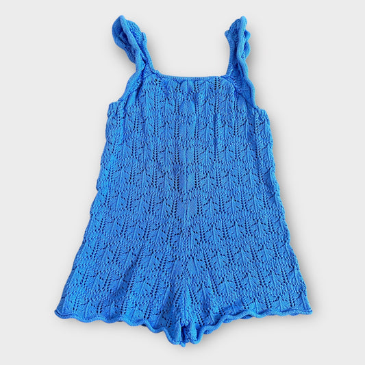 3-4 Years Zara Bright Blue Crochet Knitted Summer Playsuit