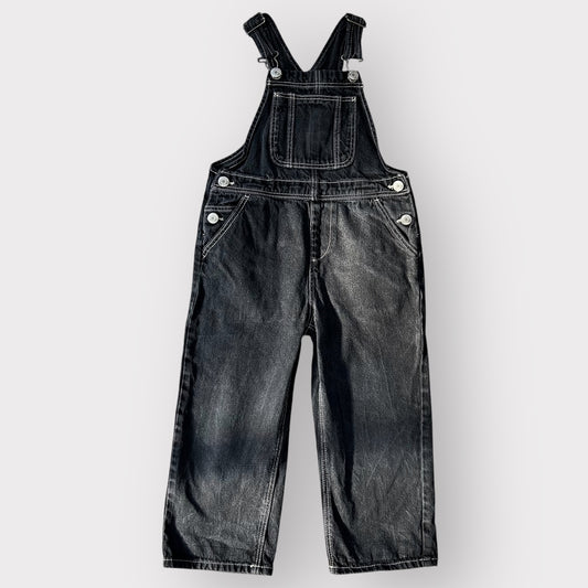 4-5 Years Zara Black and White Contrast Stitch Denim Dungarees