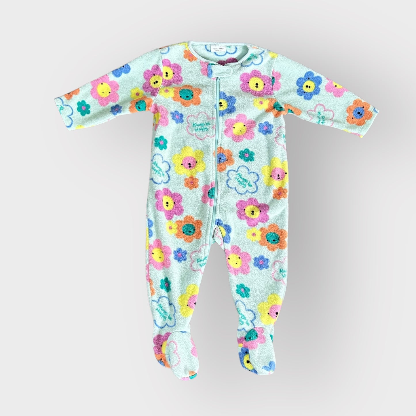 6-9 Months Next Mint Green Pastel Floral Fleece Sleepsuit