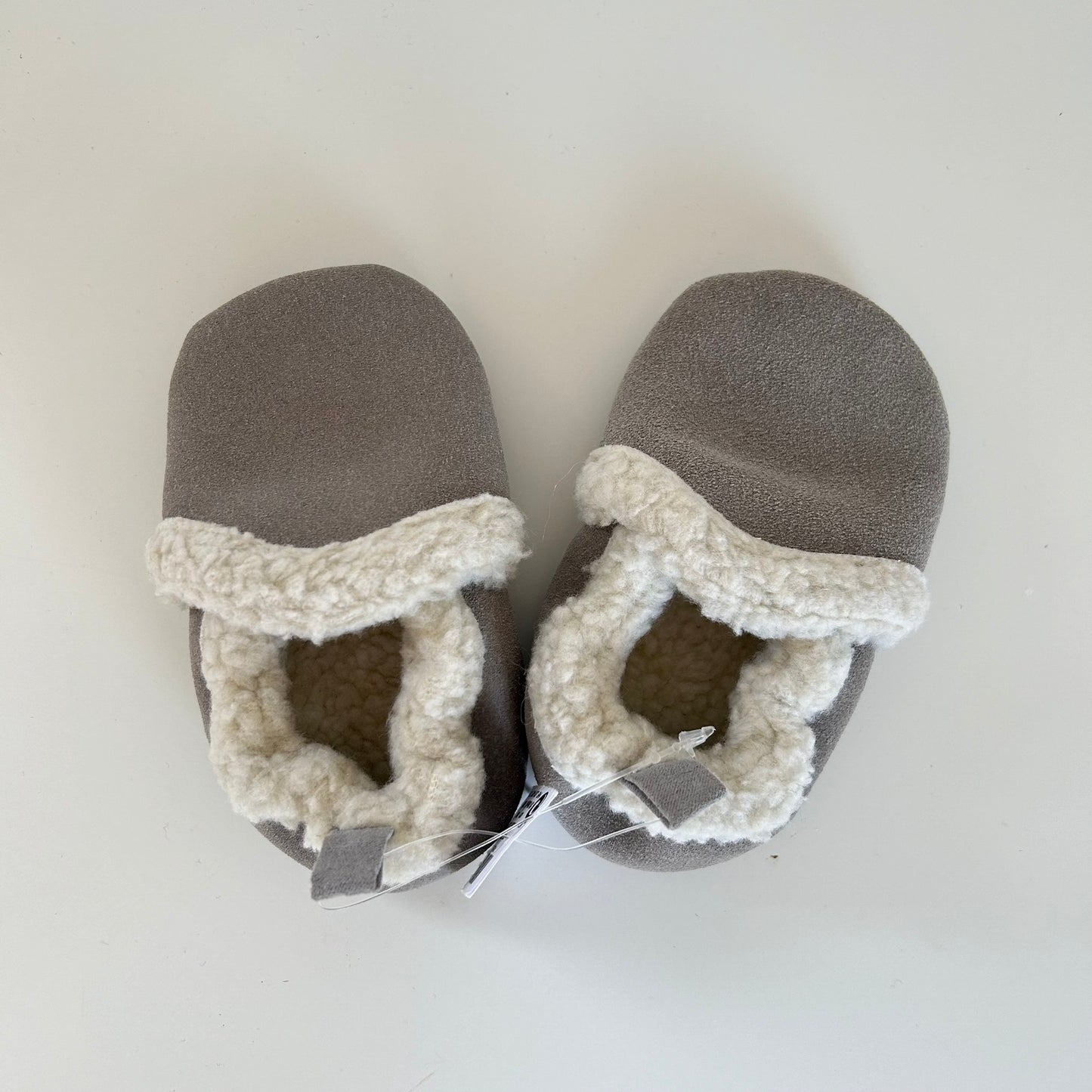 UK Infant Size 3 Next Pre Walker Grey Suede Sherpa Slippers/Shoes NEW