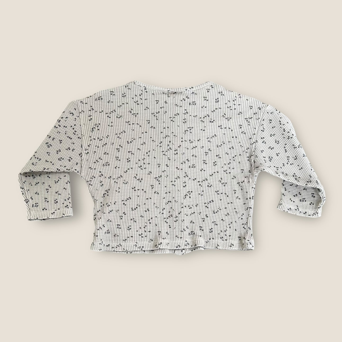 9-12 Months Zara Grey Waffle Knitted Ditsy Floral Top/Cardigan