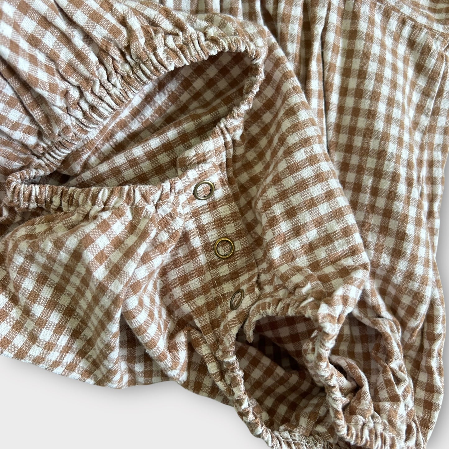 12-18 Months Mon Bebe Korean Baby Fashion Brown Gingham Romper Suit