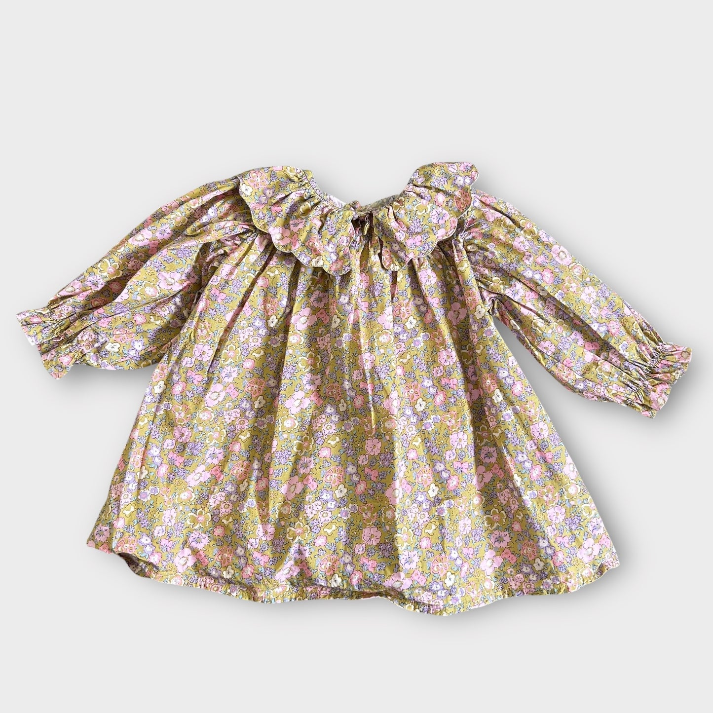 12-18 Months Next Green and Pink Floral Scalloped Collar Shirt Dress
