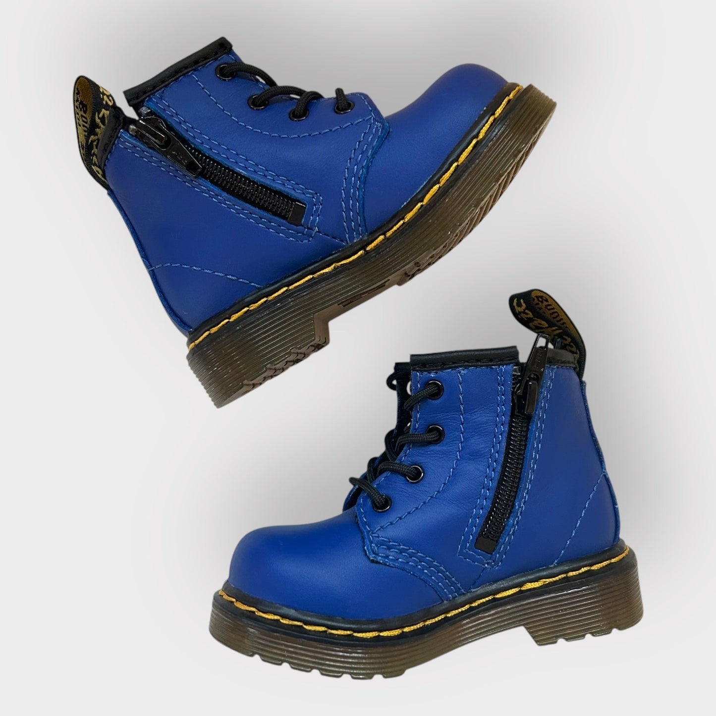 UK Infant 3 EU 19 Bright Blue Leather Dr Martens Boots