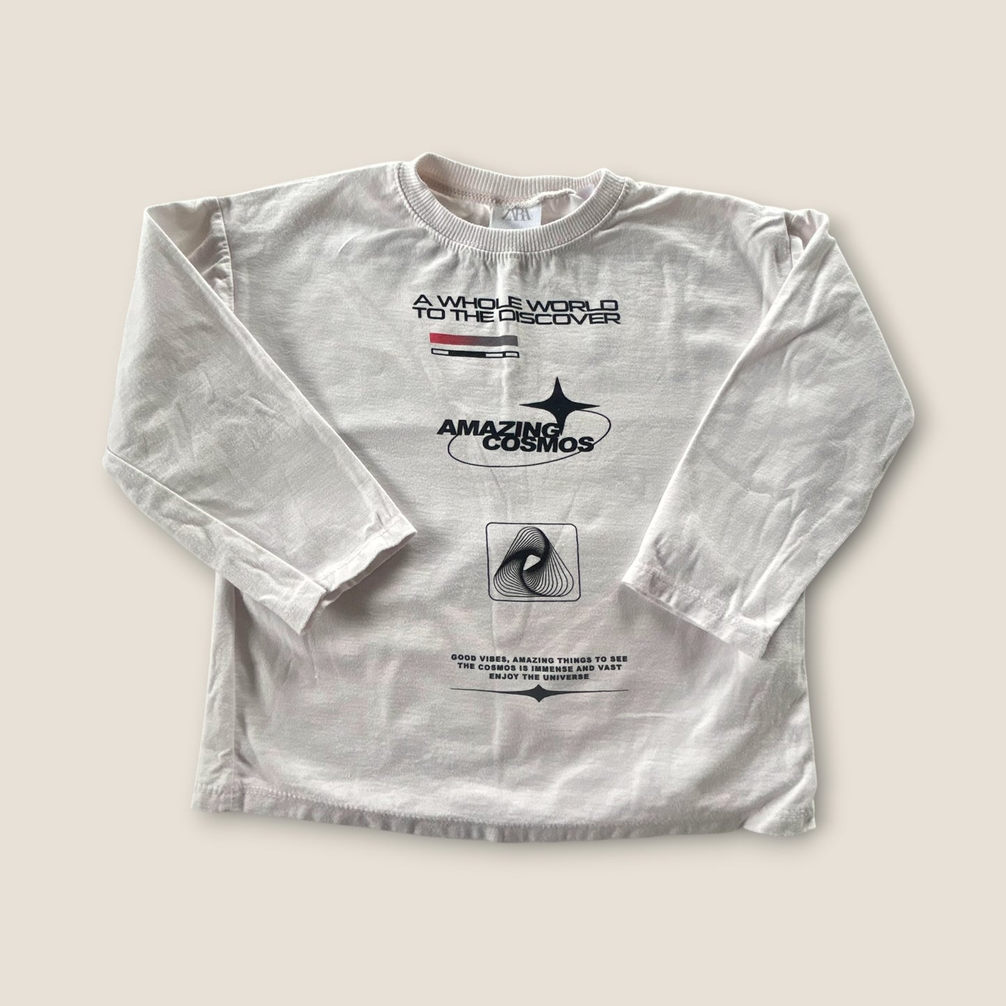 2-3 Years Zara Off White Space Theme Graphic T-Shirt Top