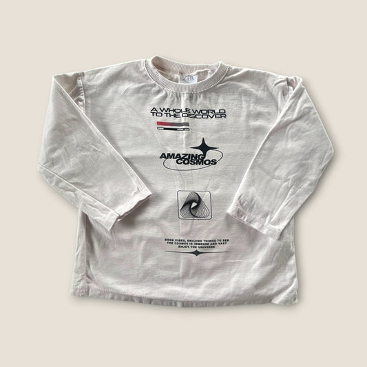 2-3 Years Zara Off White Space Theme Graphic T-Shirt Top