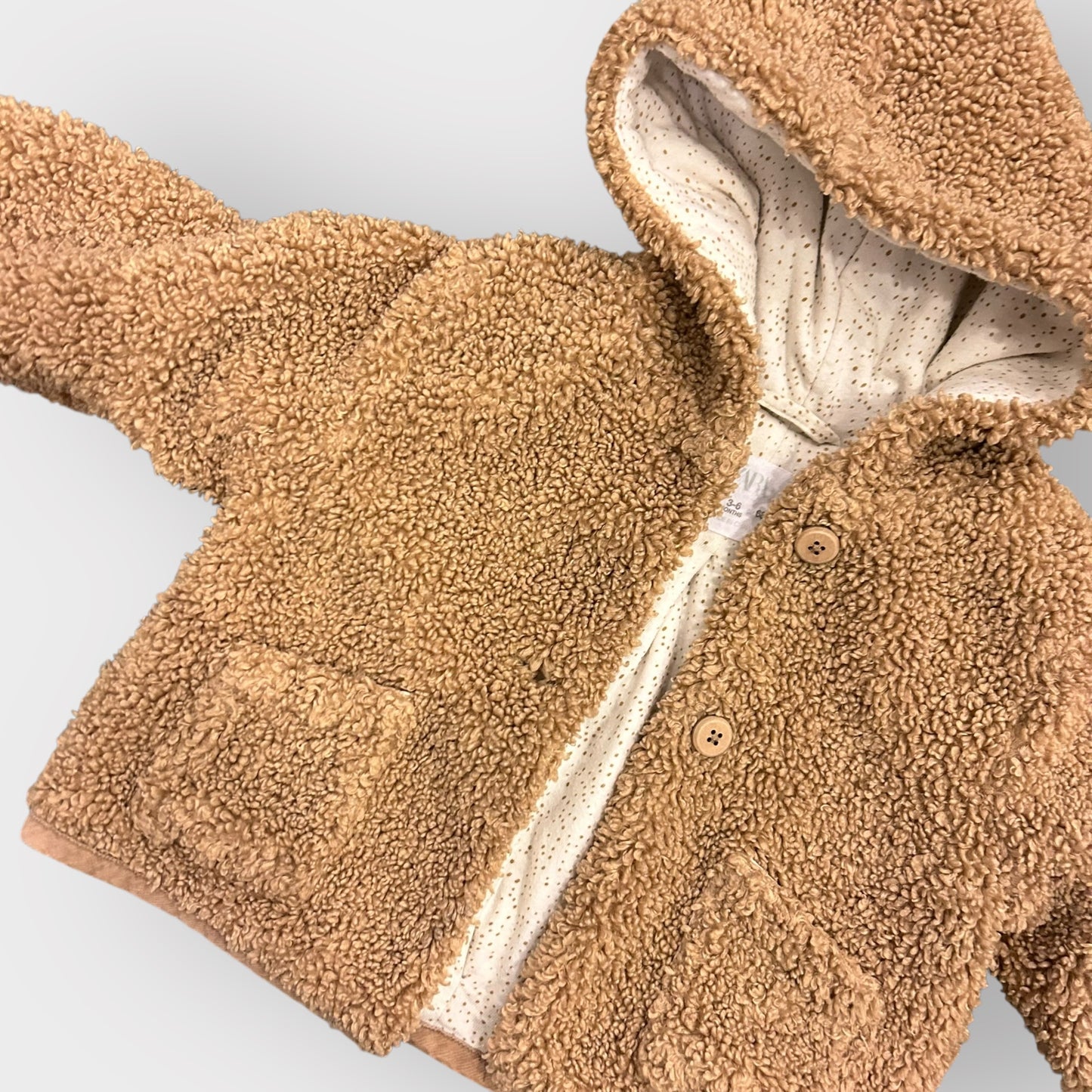 3-6 Months Zara Brown Teddy Boucle Coat Jacket