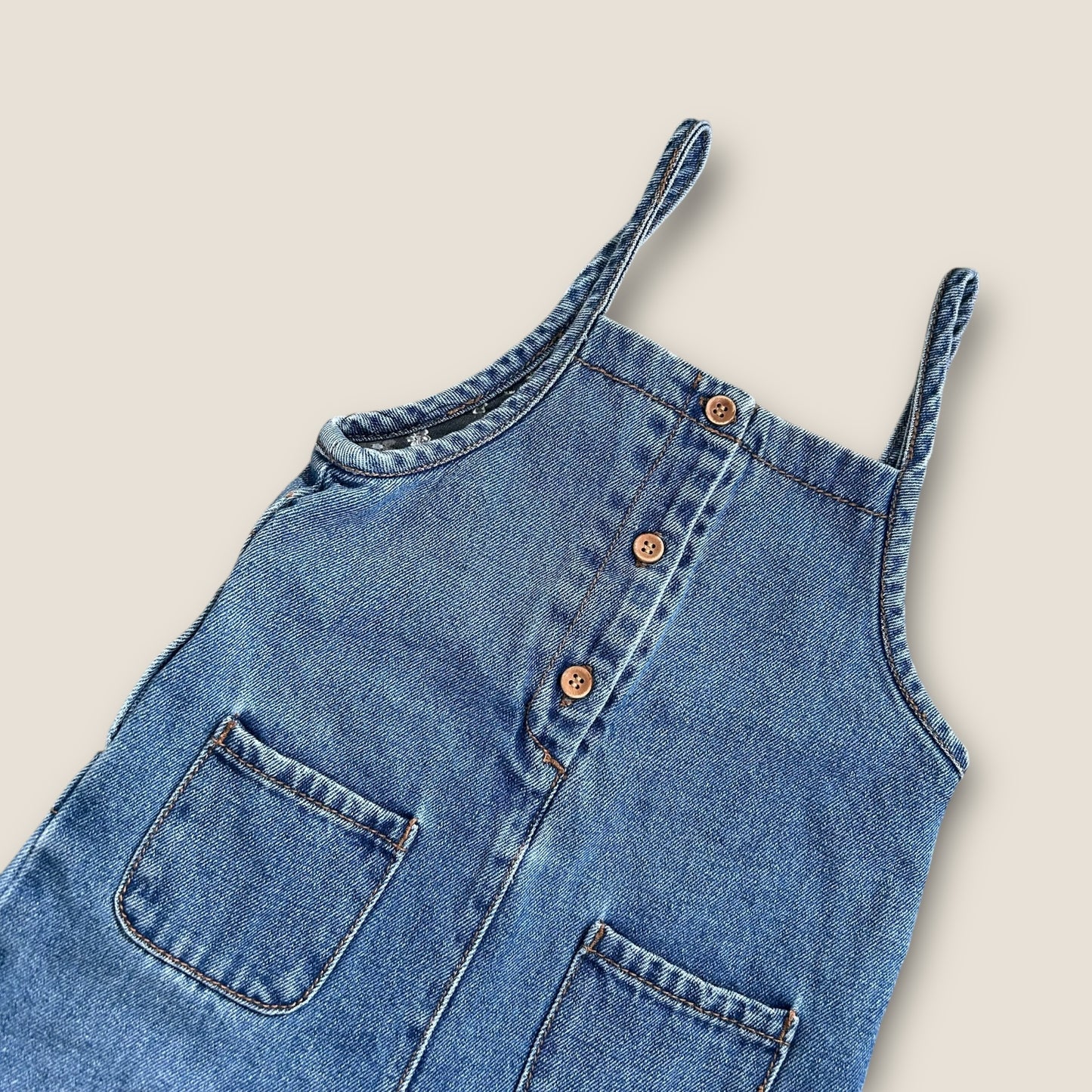 12-18 Months Zara Blue Denim Dungarees Romper Suit