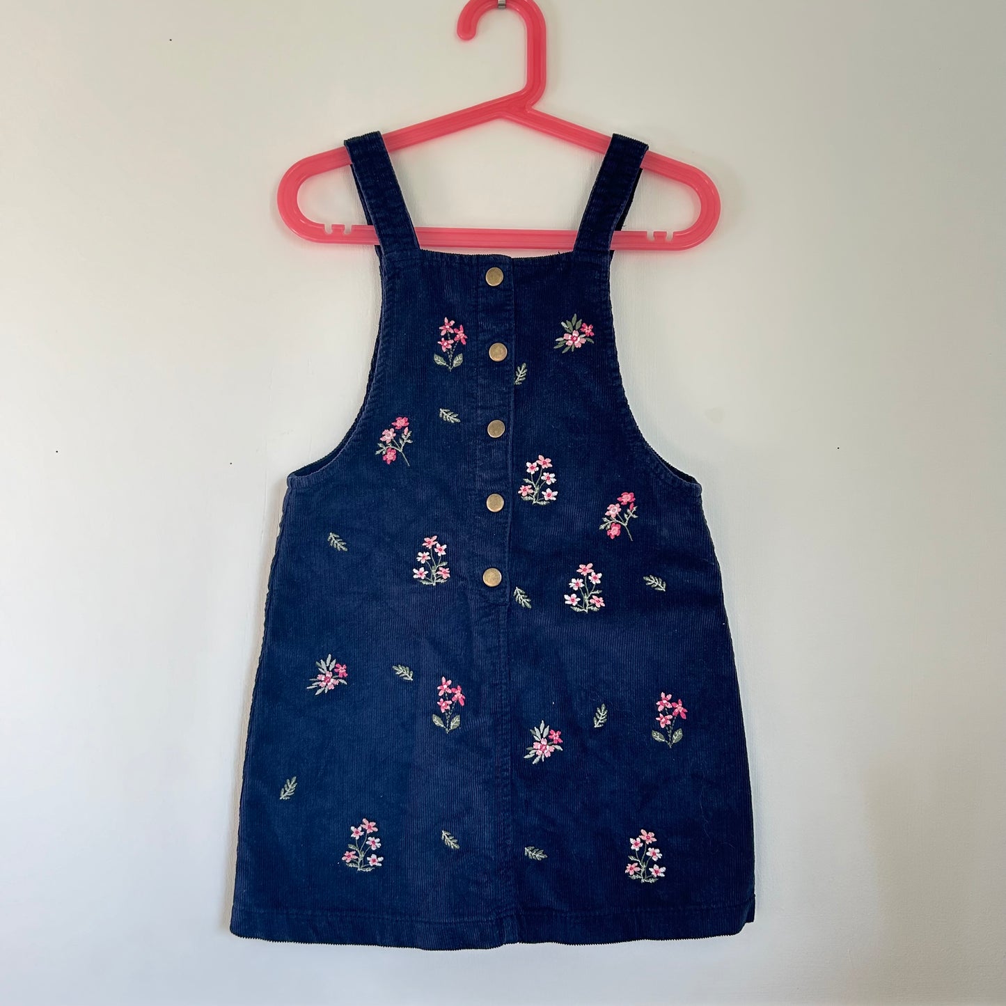 6-7 Years F&F Navy Floral Dungaree Dress