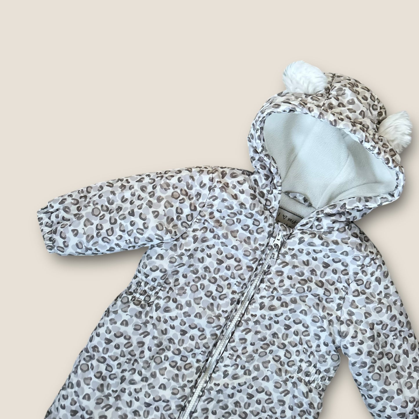 12-18 Months Next Grey and White Leopard Print Snowsuit All in One Coat