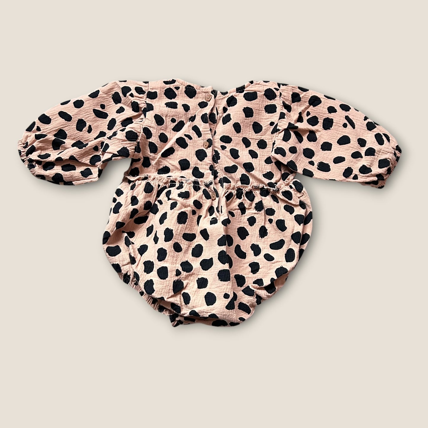 0-3 Months Next Brown Beige Polka Dot Romper Suit
