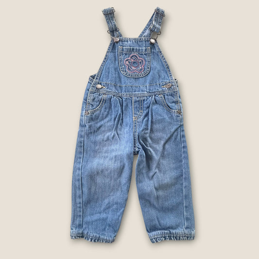 12-18 months Oshkosh Embroidered Floral Denim Dungarees