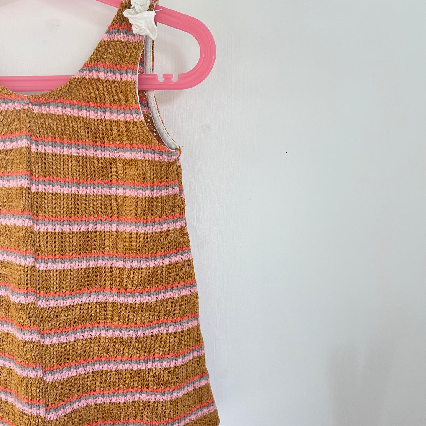 4-5 Years Zara Mustard Yellow and Pink Knitted Woven Romper Shorts Playsuit