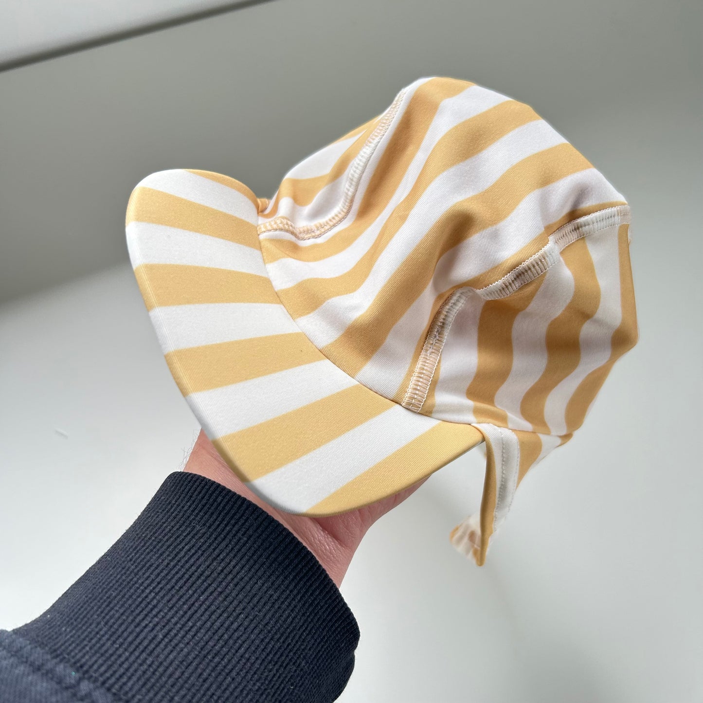 0-6 Months Mustard Yellow Striped Swimming Hat