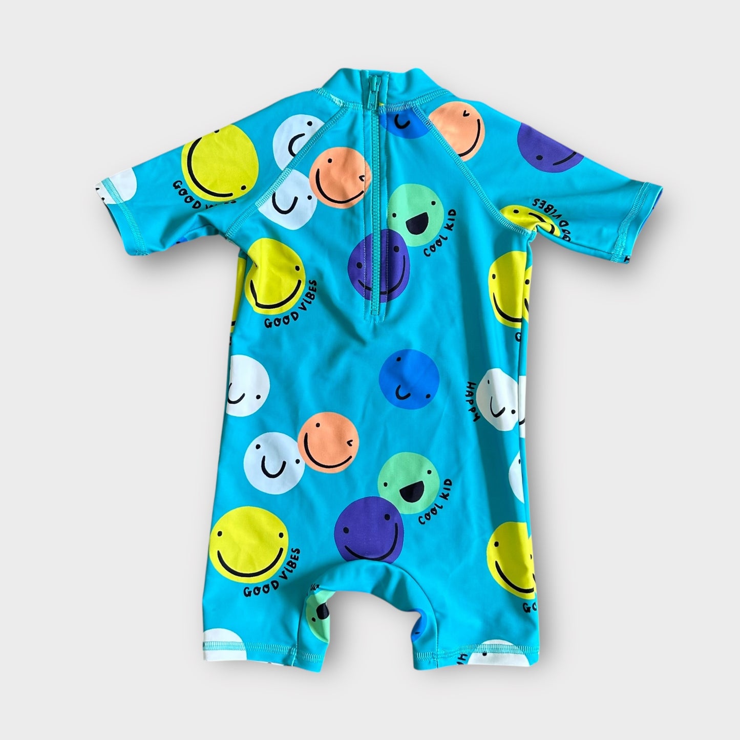 9-12 Months Next Boys Turquoise Green Smiley Faces SwimSuit