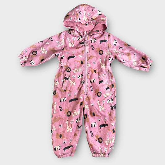 12-18 Months Nutmeg Pink Animal Fleece Lined Puddle Suit