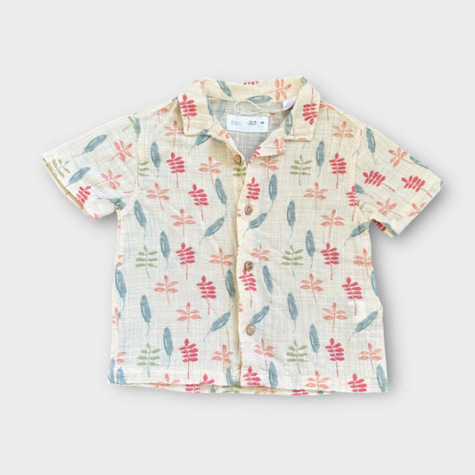 12-18 Months Zara Cream Leaf Print Muslin Shirt New