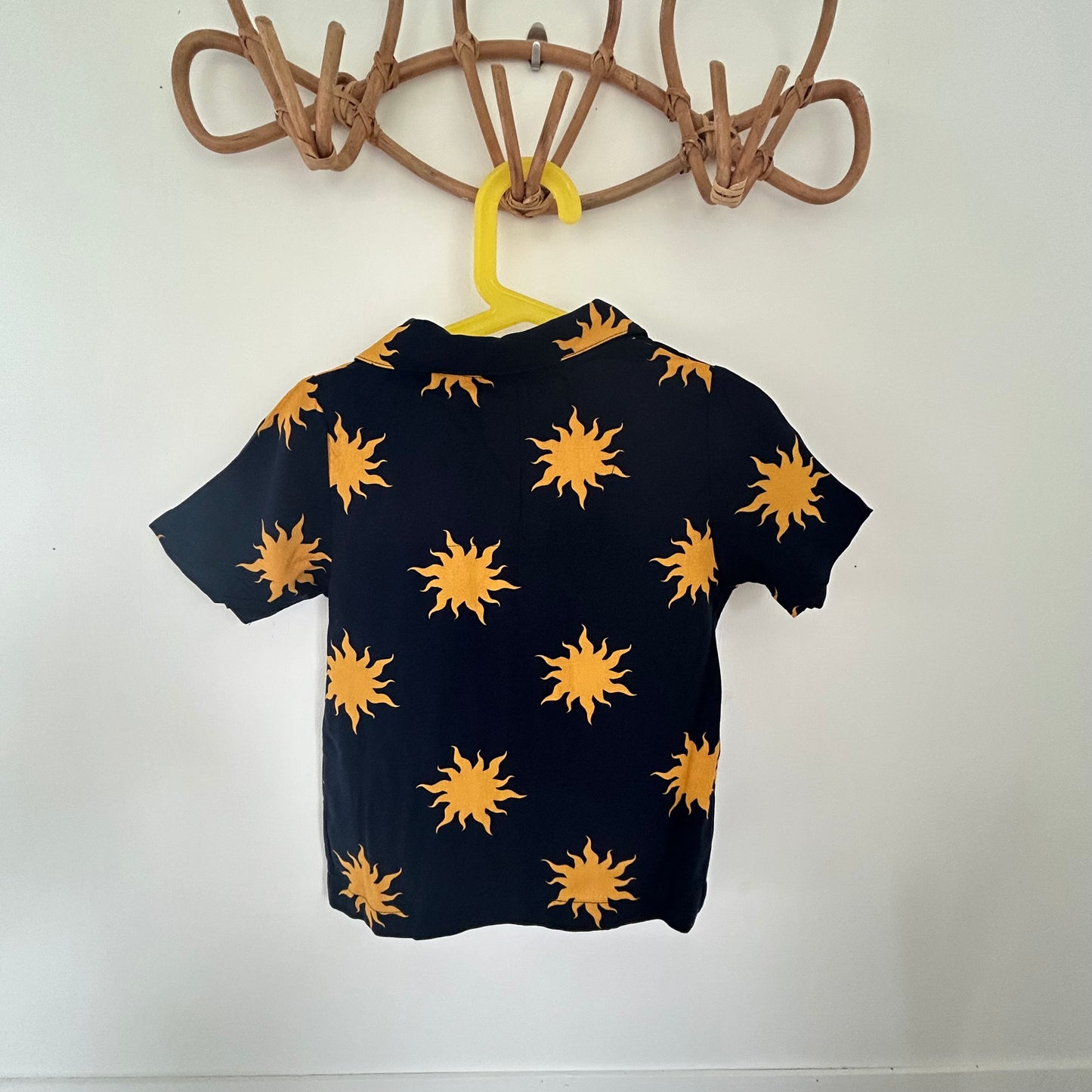 3-4 Years Urban Threads Navy Blue Mustard Sun Print Summer Shirt NEW