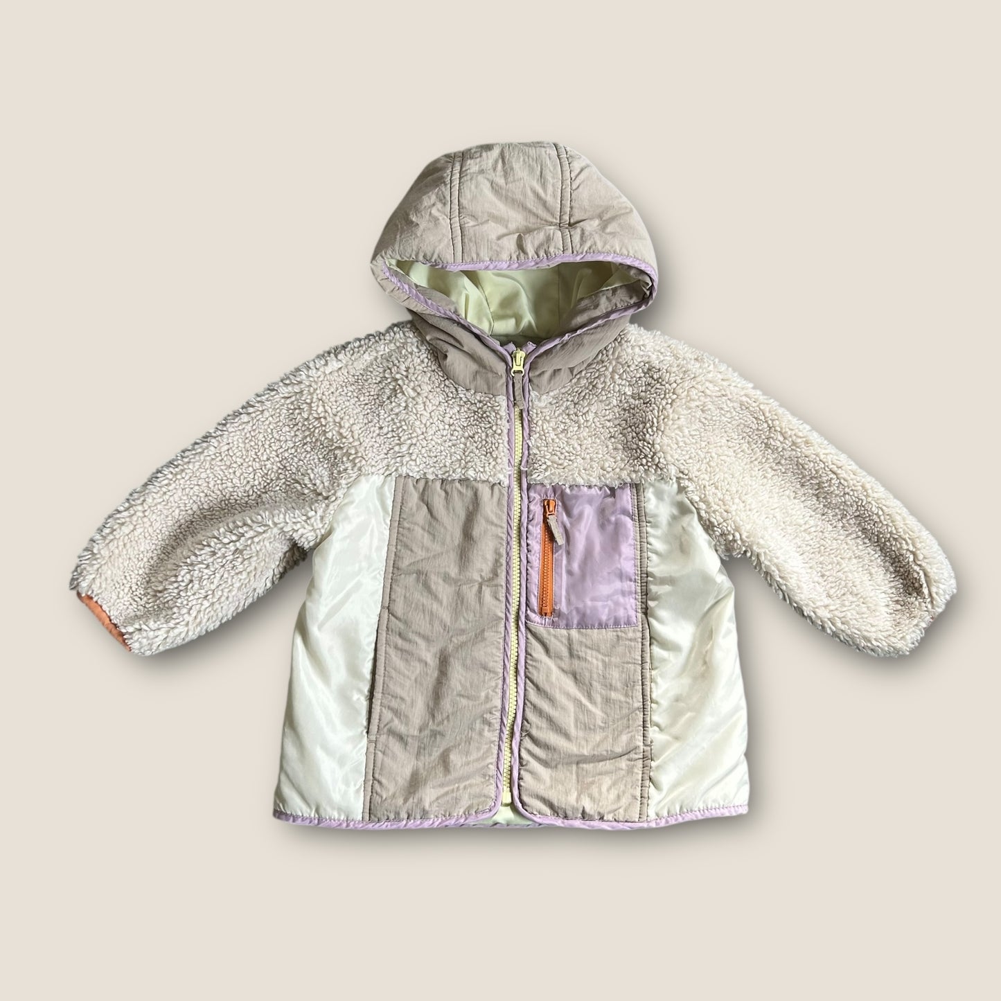 3-4 Years Zara Cream and Pastel Borg Fleece Jacket