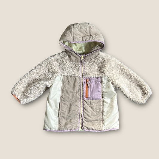 3-4 Years Zara Cream and Pastel Borg Fleece Jacket