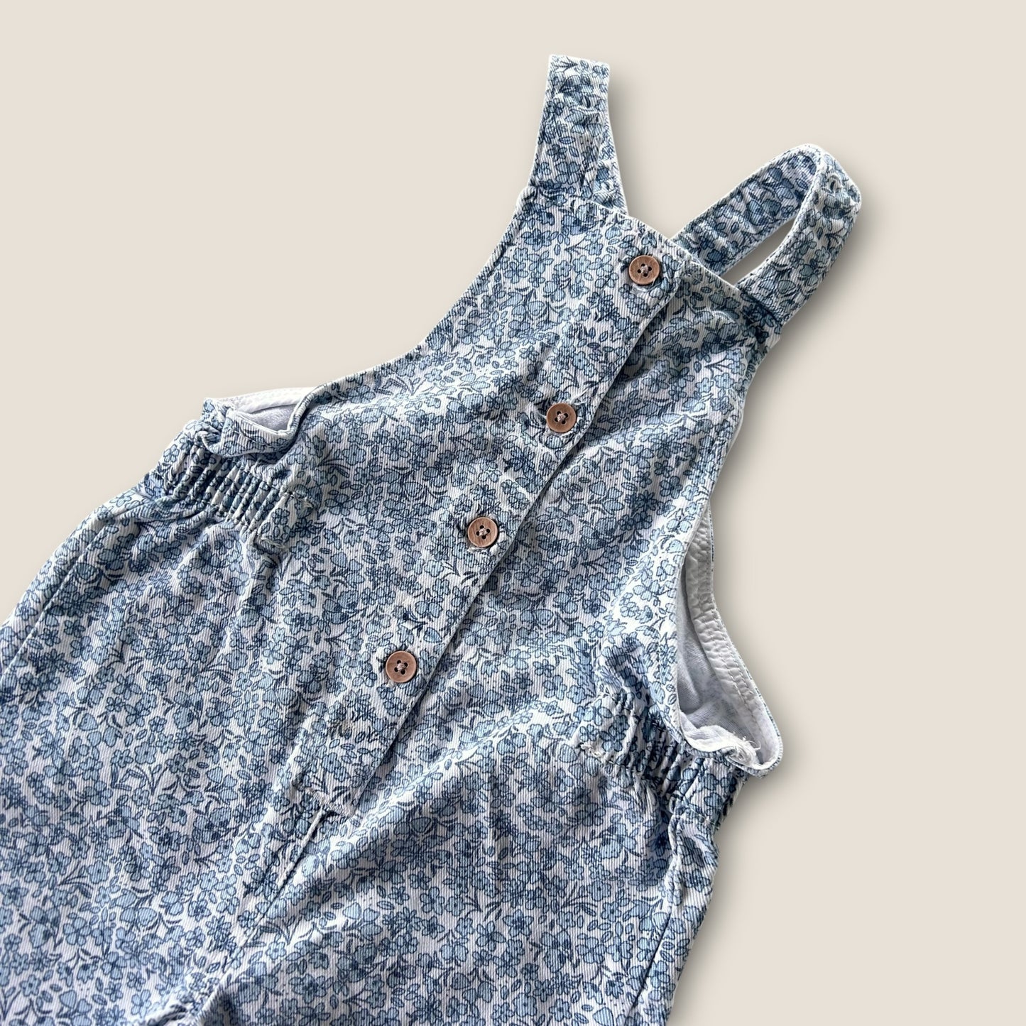 12-18 Months M&S Blue Floral Dungarees Romper Suit