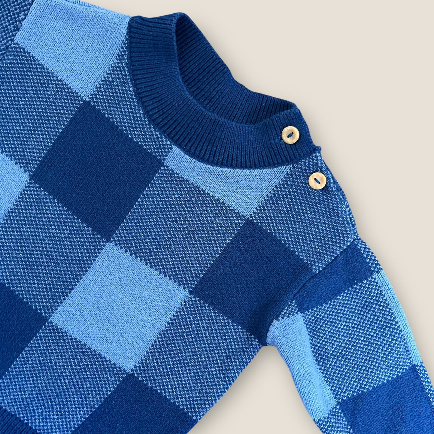 4-6 Months H&M Blue Checkered Knitted Jumper
