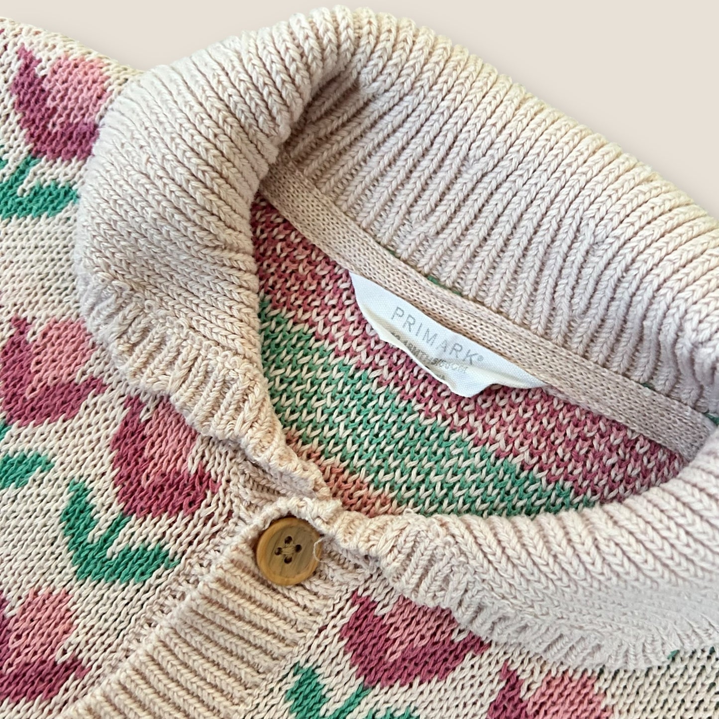 12-18 Months Primark Pink Retro Floral Knitted Cardigan