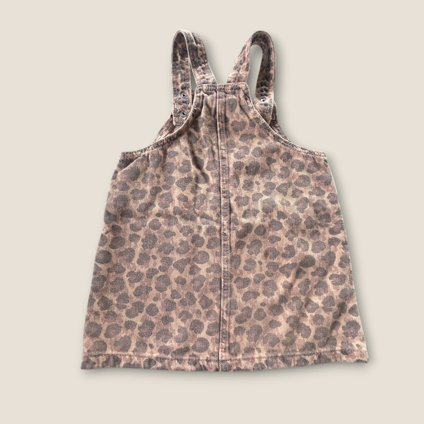 12-18 Months H&M Brown Leopard Print Pinafore Denim Dress